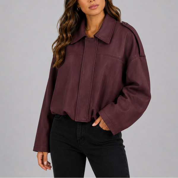 Women's Oversized Suede Bomber Jacket