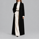 Women’s Longline Double-Breasted Wool Coat Warm Winter Overcoat