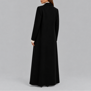 Women’s Longline Double-Breasted Wool Coat Warm Winter Overcoat