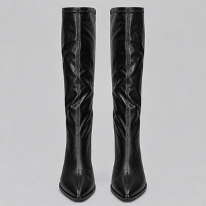Women’s Pointed Toe Knee-High Boots with Chunky Block Heel