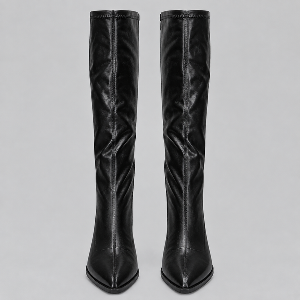 Women’s Pointed Toe Knee-High Boots with Chunky Block Heel