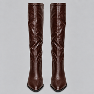 Women’s Pointed Toe Knee-High Boots with Chunky Block Heel