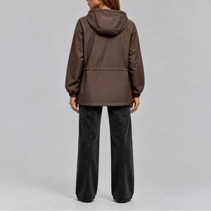 Women’s Waterproof Hooded Jacket with Adjustable Drawstring Waist