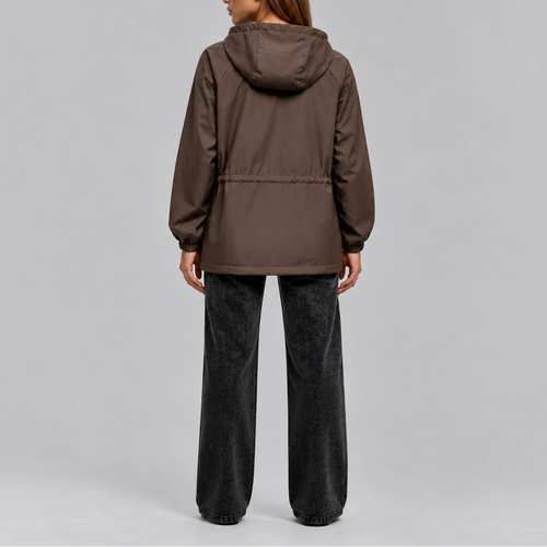 Women’s Waterproof Hooded Jacket with Adjustable Drawstring Waist