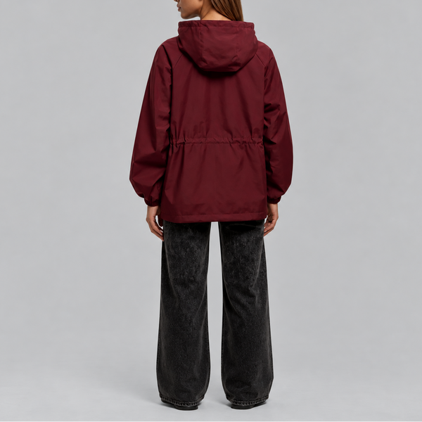 Women’s Waterproof Hooded Jacket with Adjustable Drawstring Waist
