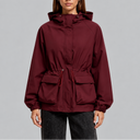 Women’s Waterproof Hooded Jacket with Adjustable Drawstring Waist