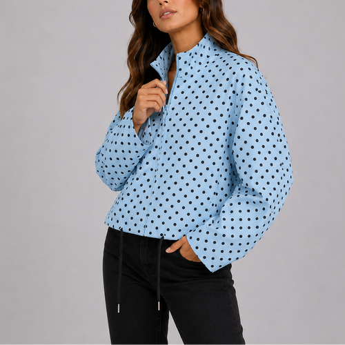 Women's Casual Polka Dot Bomber Jacket