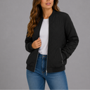 Women's Classic Quilted Bomber Jacket with Pockets