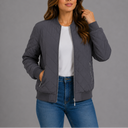 Women's Classic Quilted Bomber Jacket with Pockets