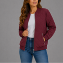 Women's Classic Quilted Bomber Jacket with Pockets