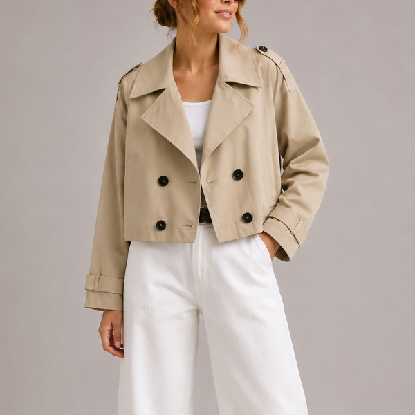 Women's Cropped Trench Coat Jacket