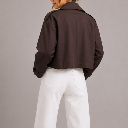 Women's Cropped Trench Coat Jacket