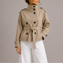 Women's Belted Cropped Trench Coat Jacket