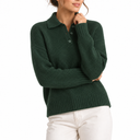 Women’s Knit Collar Polo Sweater with Button Placket