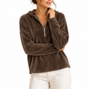 Women’s Velvet Quarter-Zip Hoodie with Long Sleeves