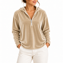 Women’s Velvet Quarter-Zip Hoodie with Long Sleeves