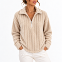 Women’s Ribbed Half-Zip Fleece Sweatshirt