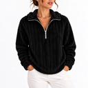 Women’s Ribbed Half-Zip Fleece Sweatshirt