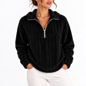 Women’s Ribbed Half-Zip Fleece Sweatshirt