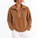 Women’s Ribbed Half-Zip Fleece Sweatshirt