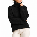Women’s Oversized Turtleneck Sweater with Waffle Knit Texture