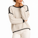 Women’s Oversized Chunky Knit Sweater with Boat Neck