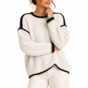 Women’s Oversized Chunky Knit Sweater with Boat Neck