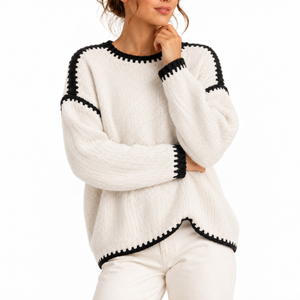 Women’s Oversized Chunky Knit Sweater with Boat Neck