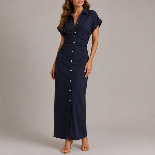 tailored denim dress Karen Millen Tailored Denim Belted Midi Dress in Indigo