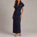 Women's Tailored Denim Midi Dress with Side Zip