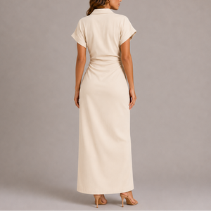 Women's Tailored Denim Midi Dress with Side Zip