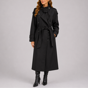Women's Tailored Trench Coat with Waist Belt