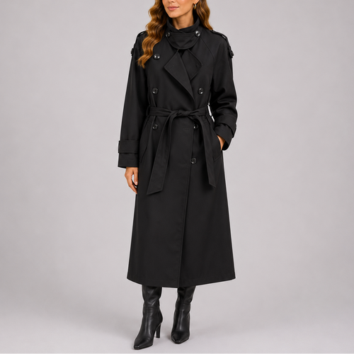 Women's Tailored Trench Coat with Waist Belt