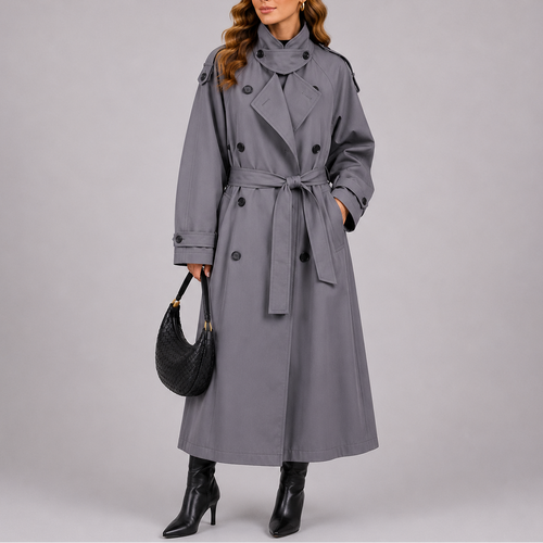 Women's Tailored Trench Coat with Waist Belt