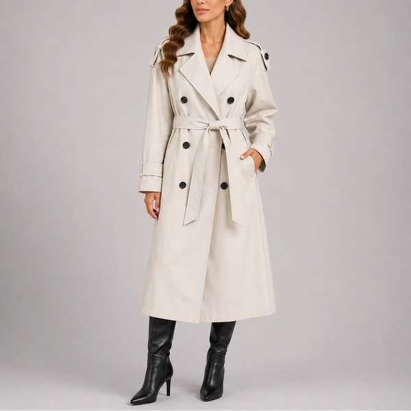 Women's Tailored Trench Coat with Waist Belt