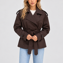 Women’s Short Double-Breasted Trench Coat with Belt