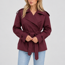 Women’s Short Double-Breasted Trench Coat with Belt