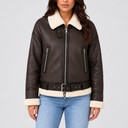 Women’s Cropped Aviator Jacket with Teddy Lining