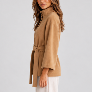 Women’s Belted Cape Jacket with Stand Collar