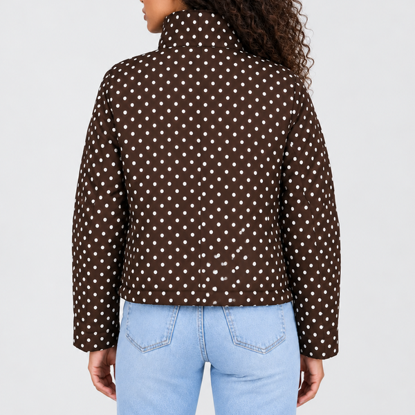 Women’s Polka Dot Cropped Jacket with High Collar