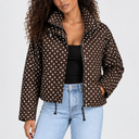 Women’s Polka Dot Cropped Jacket with High Collar