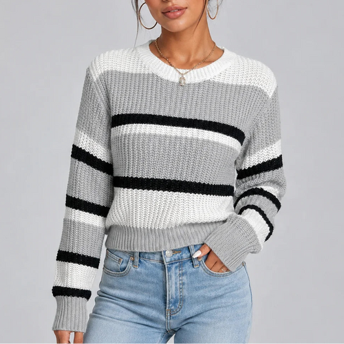 Women’s Striped Crew Neck Knitted Sweater