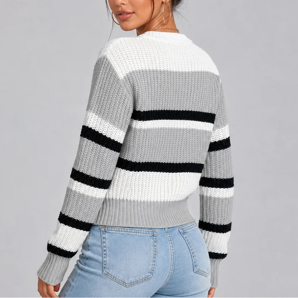 Women’s Striped Crew Neck Knitted Sweater