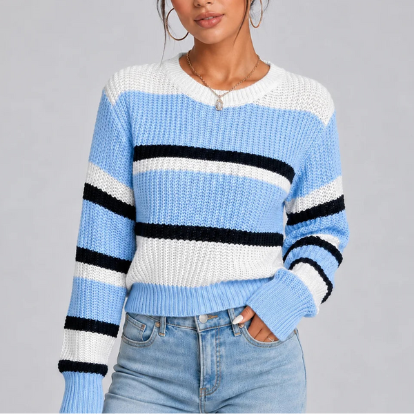 Women’s Striped Crew Neck Knitted Sweater