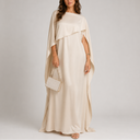 Women's Draped Cape Maxi Dress | Floor Length Evening Dress