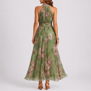 Women's Elegant Floral Halterneck Maxi Dress