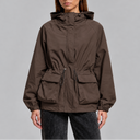 Women’s Waterproof Hooded Jacket with Adjustable Drawstring Waist