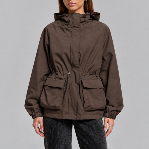Women’s Waterproof Hooded Jacket with Adjustable Drawstring Waist