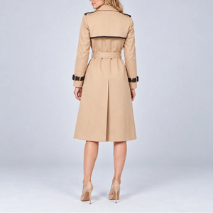 Women's Long Double Breasted Belted Trench Coat – Classic Fit
