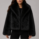 Women’s Cropped Faux Fur Jacket with Oversized Collar